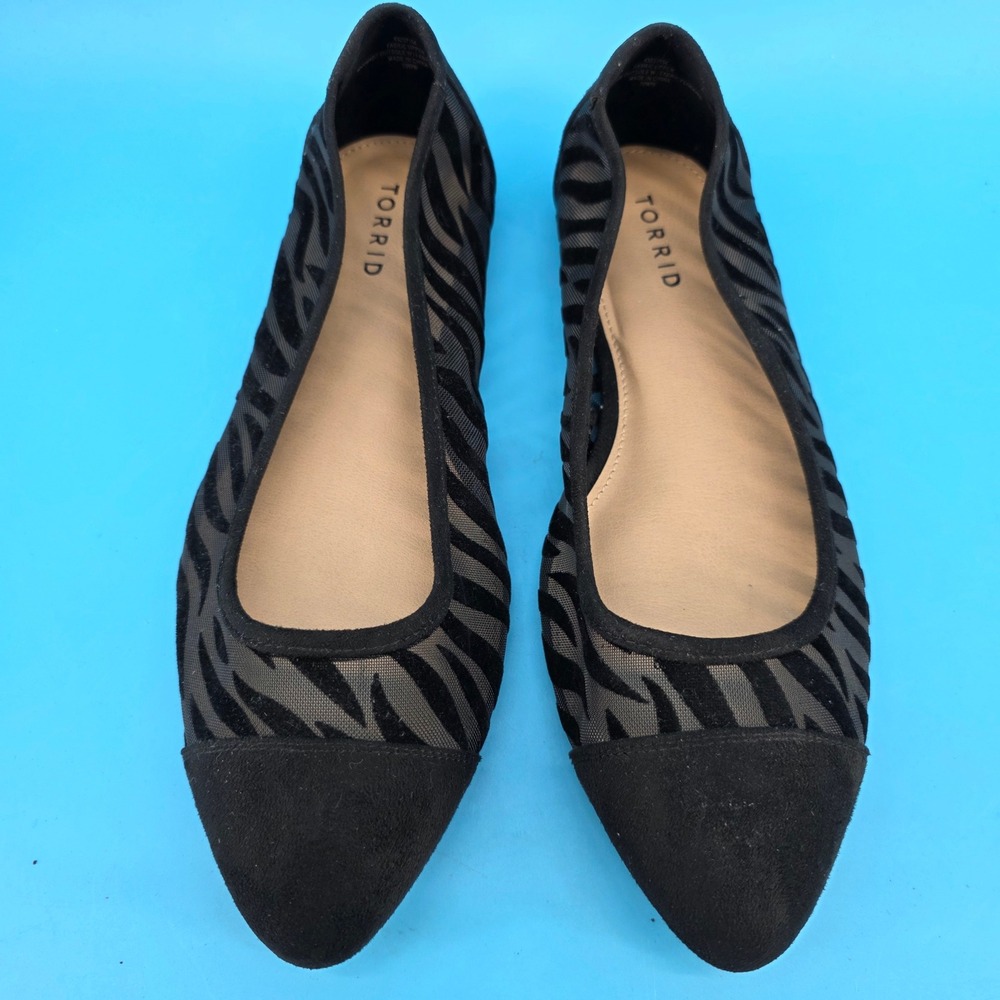 Torrid Black Zebra Mesh Flocked Pointed Toe Ballet Flats 10WW 43237154 - Picture 4 of 13